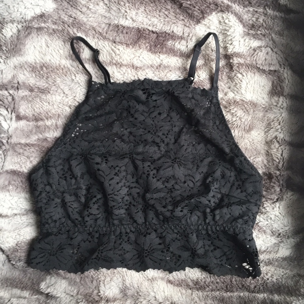 Aerie Black High Neck Racerback Bralette